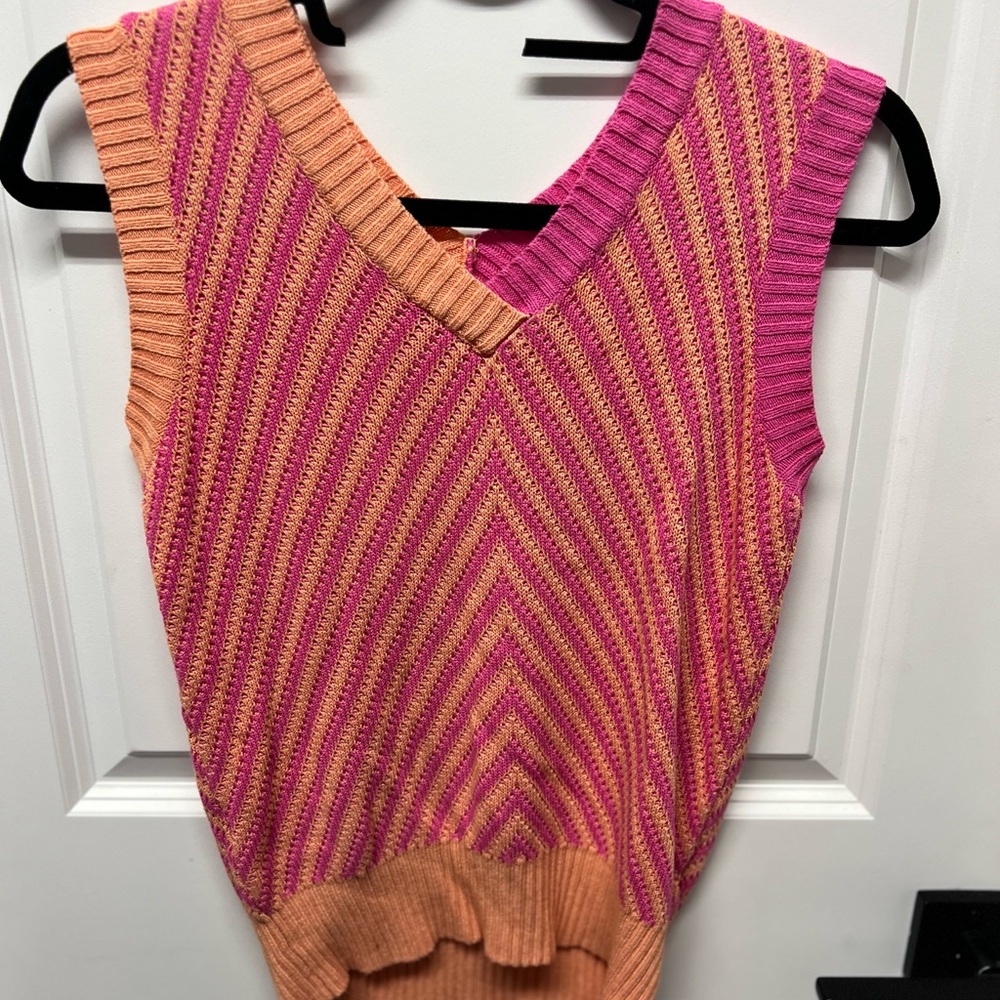 Pink and Orange Striped Knit Top